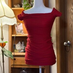Wet Seal Red Ruched Mini Dress